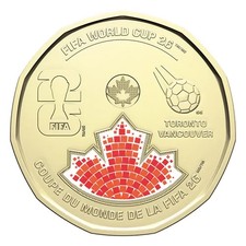 2026 Canada FIFA World Cup Coloured Loonie 1 Dollar Mint UNC $1 Colored Coin picture
