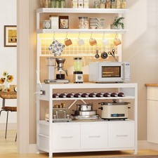 Bakers Rack with Power Outlet &Storage, 35.4