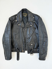 early 70s vintage Sears distressed black leather biker jacket motorcycle USA 40 picture