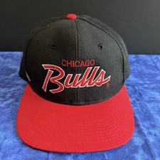 Vintage 90s Chicago Bulls Sports Specialties Script Snapback Hat NBA Green Brim picture