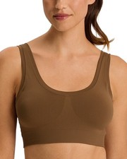 Hanro Touch Feeling Padded Bra Women's S Brown Ribbed Removable Cups Pullover picture