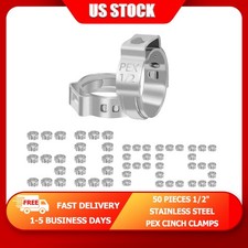 1/2 inch PEX Stainless Steel Clamp Cinch Rings Crimp Pinch Fitting 50 pcs picture