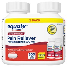 Equate Extra Strength Acetaminophen Pain Reliver Caplets 500 mg 250 Count 2 Pack picture
