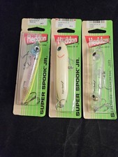 3 Heddon Super Spook Jr. 3.5in Topwater Lures. Okie Shad, Bone, Clear NOS picture