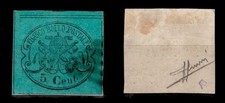 1867 - PONTIFICAL COAT OF ARMS c. 5 not serrated USED. Signed Sorani picture