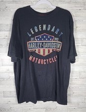 Vintage Harley Davidson “Legendary” Shirt USA FLAG Tee Black XL Made In USA picture