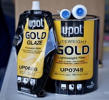 UPOL 0745 + 0688 GOLD Lightweight Body Filler + Gold Glaze Putty Bundle picture
