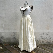 Antique Edwardian 1900 Cotton Petticoat Skirt Eyelet Lace Pintucks 26 Inch Waist picture