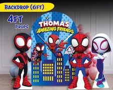 Spidey and his Amazing Friends Backdrop & 4ft  props, Party decor picture