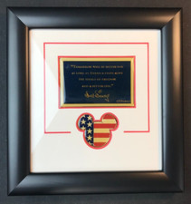 1986 Walt Disney 85th Birthday Commemorative Plaque & Pin VTG Flag Framed NICE picture