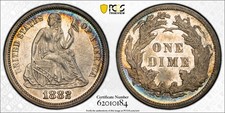 1882 10C SEATED LIBERTY PROOF PCGS PR58 JUST GRADED BEAUTIFUL COLOR TONER picture