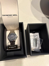 Raymond Weil Geneve Automatic Gray Dial Date SS Bracelet Watch Box Manual picture