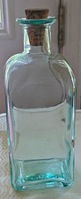 Vintage Vetreria Etrusca Italian Glass Bottle 500ml Light Green Aqua w/ Cork picture