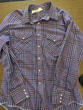 Vintage Western Frontier Shirt Size Large w/Pearl White Snaps Made In USA picture