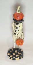 Bethany Lowe Halloween Paper Mache Smiling Jack O' Lantern Pumpkin Head Figurine picture