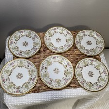 Antique Haviland & Co Limoges France 6” Plates Pink Roses Gold Scroll Set of 6 picture