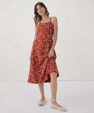 Pact Women's Fit & Flare Midi Dress Large Regular Scattered Sprigs Tandoori picture