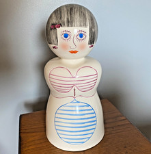 VTG Whimsical Lady Dopamine Decor Mid Century Japanese Hollow Ceramic Figurine picture