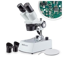 AmScope SE306R-P-LED Forward Binocular Stereo Microscope, 20x-40x Magnification picture
