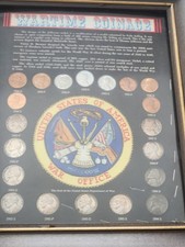Vintage Wartime Coinage Framed Display set WWII Silver Nickels and Steel cents picture