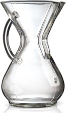 CHEMEX 6-Cup Glass Handle Pour Over Coffee Maker 30 oz Clear DW Safe picture