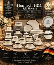 Vintage Heinrich H&C Selb Bavaria Germany 68 Pc China Set Platinum Band Unused picture
