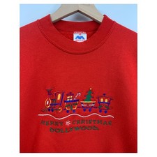 Vintage Dollywood Sweater Women Large Red Dollywood Merry Christmas 90s USA picture