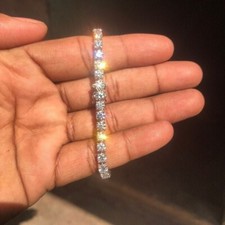 Sparkling 7Ct Certified Natural Diamond Tennis Bracelet 14Kt White Gold Round picture