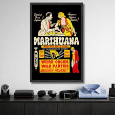 Vintage Marijuana Warning Poster 1970s Anti Drug Cannabis Print 11x17 Framed picture