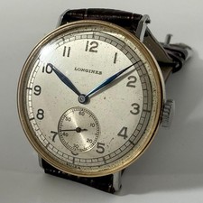RARE VINTAGE 1940 LONGINES SOLID GOLD BEZEL ORIGINAL DIAL ARABIC NUMERALS picture