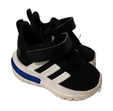 adidas FortaRun Unisex Kids Hook & Loop Mesh Sneakers Black/White/Blue picture