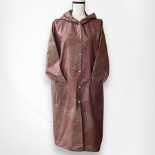 Authentic Oshima Tsumugi Silk Kimono Remake Hooded Coat Smoky Pink Japan L-XL picture