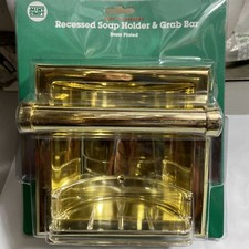 MINT CRAFT BRASS PLATED RECESSED SOAP HOLDER AND GRAB BAR picture