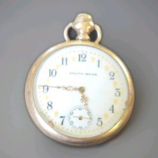South Bend 17 Jewel 3 Adj Open Face Pocket Watch 20 Yr Case Lever Set Stem Wind picture