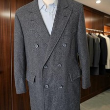 Vtg Brooks Brothers Double Breasted Overcoat 38r Peak Lapel Makers Made In USA picture