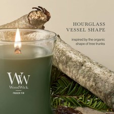 WoodWick Medium Hourglass Fraser Fir Jar Candle 9.7oz Crackling Wood Wick Brand picture