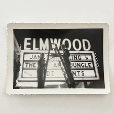 Vintage B&W Snapshot Photograph Elmwood Theatre Marquee Human Jungle Gents 1950s picture
