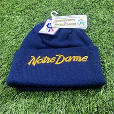 VTG Notre Dame Fighting Irish Pedigree Knit Beanie Hat Mens NWT Made USA Script picture