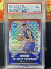 2015-16 Panini Prizm Rookies Kristaps Porzingis #348 RWB Prizm RC PSA 9 picture