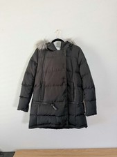 Derek Lam 10 Crosby Coat Womens Medium Black Down Fur Hood Parka Quilted Puffer picture