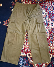 French M-47 1950’s Men's Military Cargo Pants olive green cotton G.L.R 35 Size M picture
