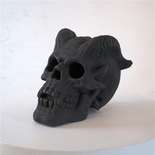 Realistic Metal Human Skull Fire Pit Log - Halloween Decoration with Eerie Flame picture