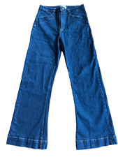 PAIGE Leenah Size 30 Full High Rise Slim Wide Leg TrouserJeans Curved Pocket Wow picture