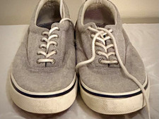 Sperry Men's Gray Canvas Lace-Up Sneakers Round Toe Solid Rubber Outsole picture