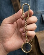Brass Pocket Magnifying Glass Keychain Mini Handheld Lens Portable Gift picture