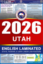 2026 Utah UT LABOR LAW POSTER (Federal & State) English Laminated picture