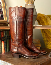 Vintage Lucchese Brown Leather Riding Boots Women’s US 6.5 picture