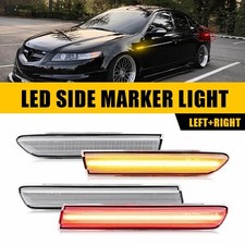 2/4x Smoked LED Front+Rear Side Marker Lights White Lamps For 2004-2008 Acura TL picture