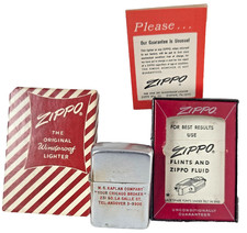 Vintage 1959 Zippo Lighter M.S. Kaplan Co Chicago Advertising Candy Stripe Box picture