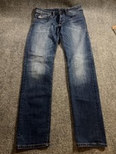 Diesel Regulated Jeans Mens 30x32 Blue Slim Straight Button Fly Denim Distressed picture